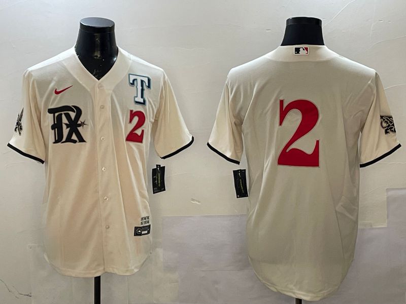 Men Texas Rangers 2 No Name Cream City Edition Game Nike 2025 MLB Jersey style 2